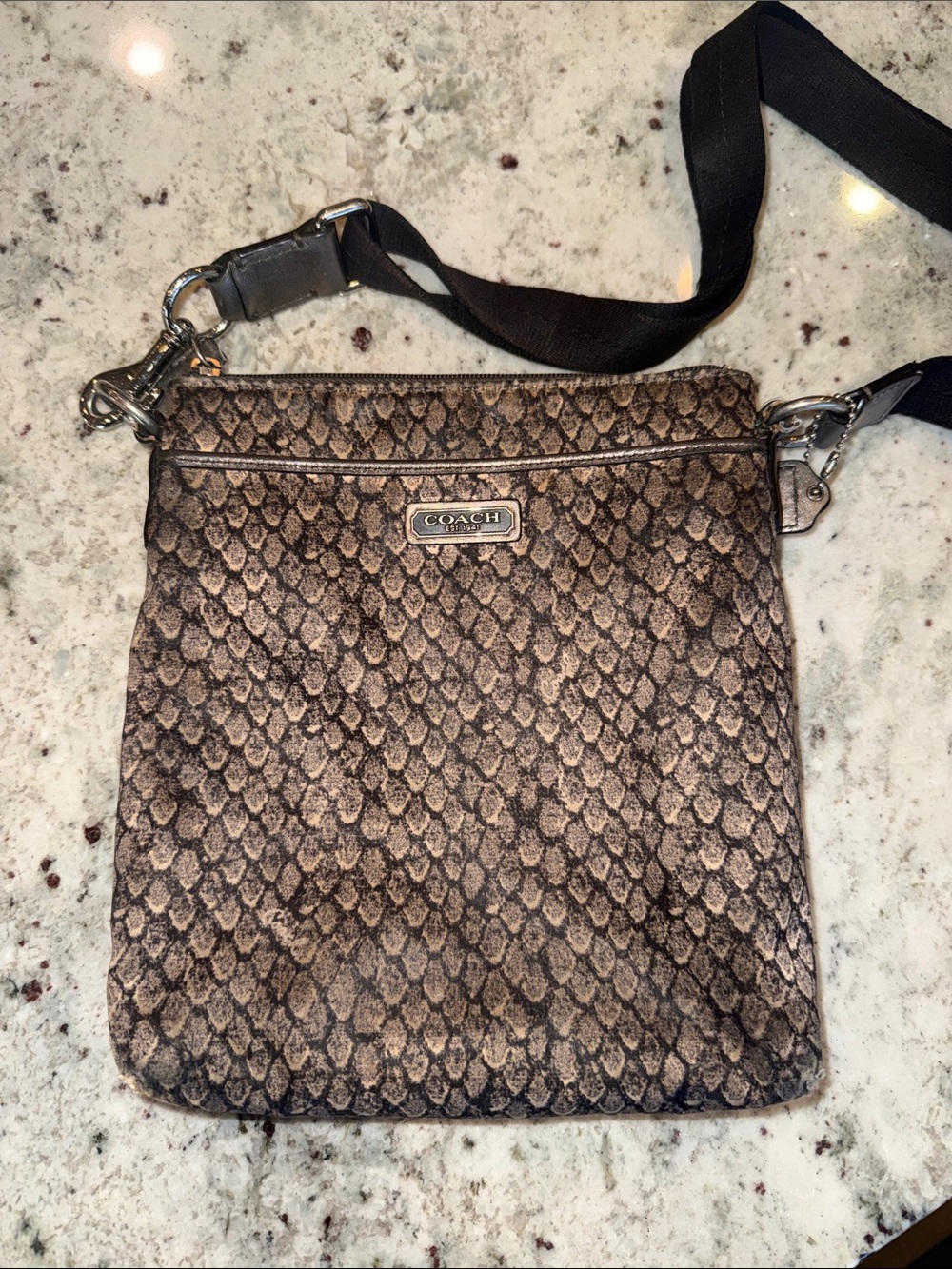 Coach Metallic Bronze Snake-Print Crossbody